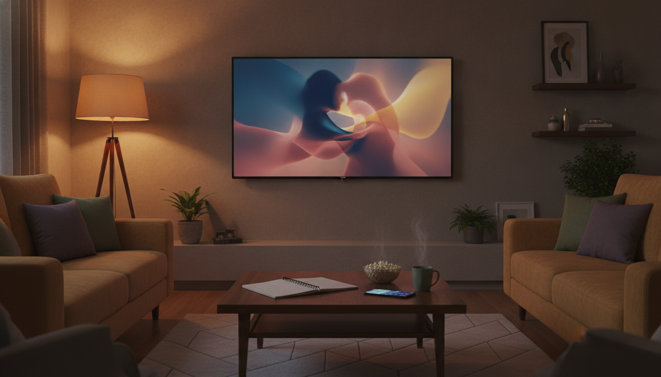 Cozy living room prepared for watching a Pakistani drama
